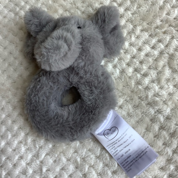 Little Miracles Plush Grey Elephant Baby Rattle Stuffed Animal Toy 🐘 - Picture 2 of 11